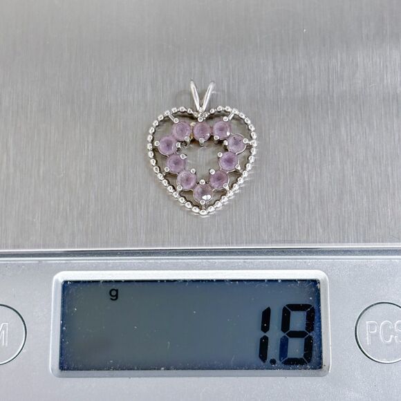 Vintage Ross Simons Sterling Silver 925 Tanzanite Heart Pendant - Picture 7 of 7